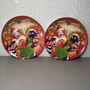 Set Of Two McDonald's Plastic Plate 1995 Vntg‎ 9.5" Christmas season's greetings